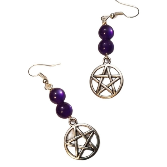 Jewelry - Pentagram drop earrings silvertone